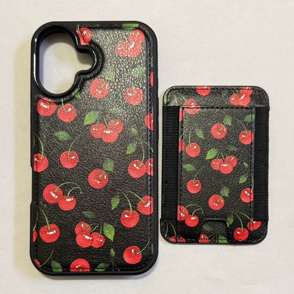 Cherry Pattern Black Phone Case